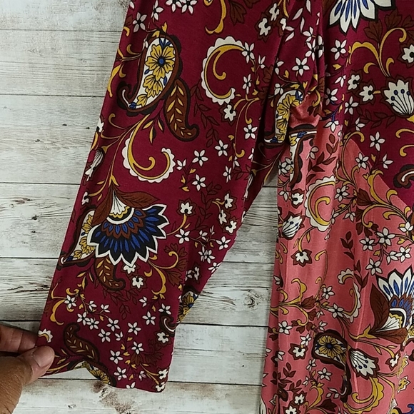 NWT, Ruby Red, 0171,Red Floral boat neck Top.Sz PM - Picture 3 of 5